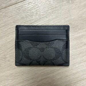 Coach Women’s Card Case in Signature Canvas & Black Leather